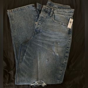 Curvy Extra High-Waisted Button-Fly Sky-Hi Straight Ripped Jeans for Women